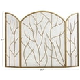 thumbnail image 3 of DecMode 25" x 31" Brass Metal Branch 3 Panel Tree Fireplace Screen with Mesh Netting, 1-Piece, 3 of 14