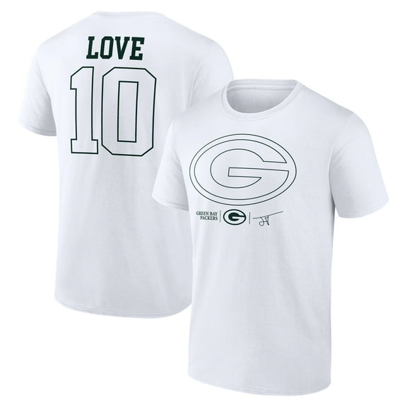 Men's Jordan Love White Green Bay Packers Tonal Name & Number T-Shirt
