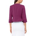 thumbnail image 3 of Elegant Crop Blazer for Women's Open Front Collarless 3/4 Sleeve Peplum Business Suit Jacket XS Purple, 3 of 6