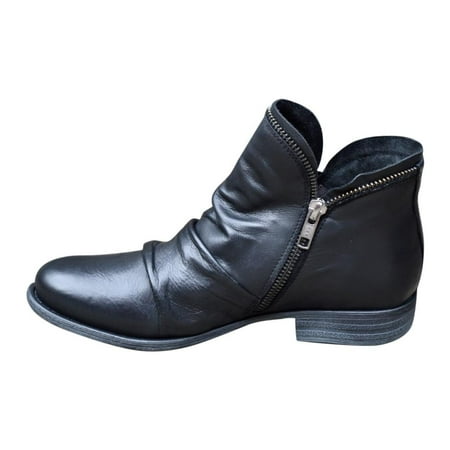 

NGTEVOOS Women s Fashion Casual Retro Short Ankle Boots Zipper Shoes