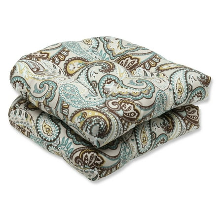Pillow Perfect Tamara Paisley Quartz Wicker Seat Cushion - Set of 2
