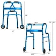 thumbnail image 3 of Giantex Aluminum Alloy Folding Walker, Stand-Assist Foldable Walker w/2 Wheels & Bi-Level Armrests, Height Adjustable Mobility Aid, Blue, 3 of 6