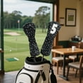 thumbnail image 4 of Yuyamidu Black Leopard Print Golf Club Head Covers Fashion Golf Headcovers for Driver Fairway Woods Hybrids, Waterproof PU Leather Golf Club Cover Accessory, 4 of 8