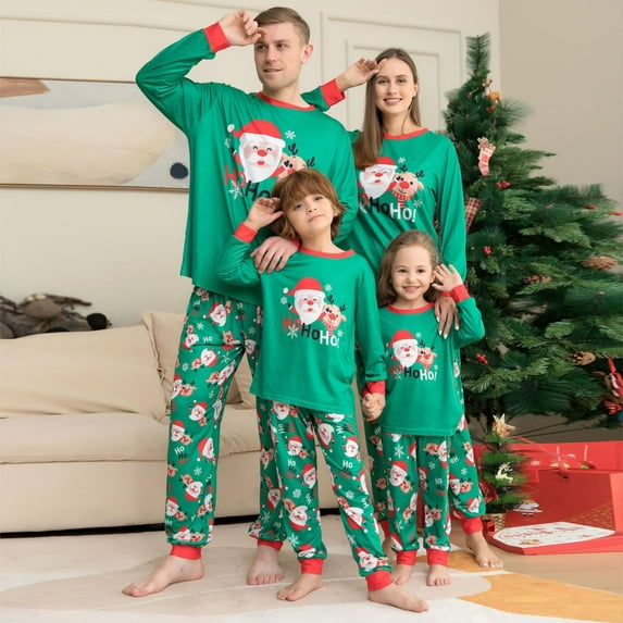 Matching Family Pajamas Sets Christmas PJ's Santa Print Top and Pants Bottom Sleepwear