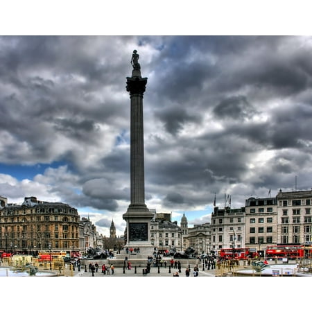 Trafalgar Square London Peel-n-Stick Poster of Trafalgar Square England London Buildings Landmark Poster 24x16 Adhesive Decal ()