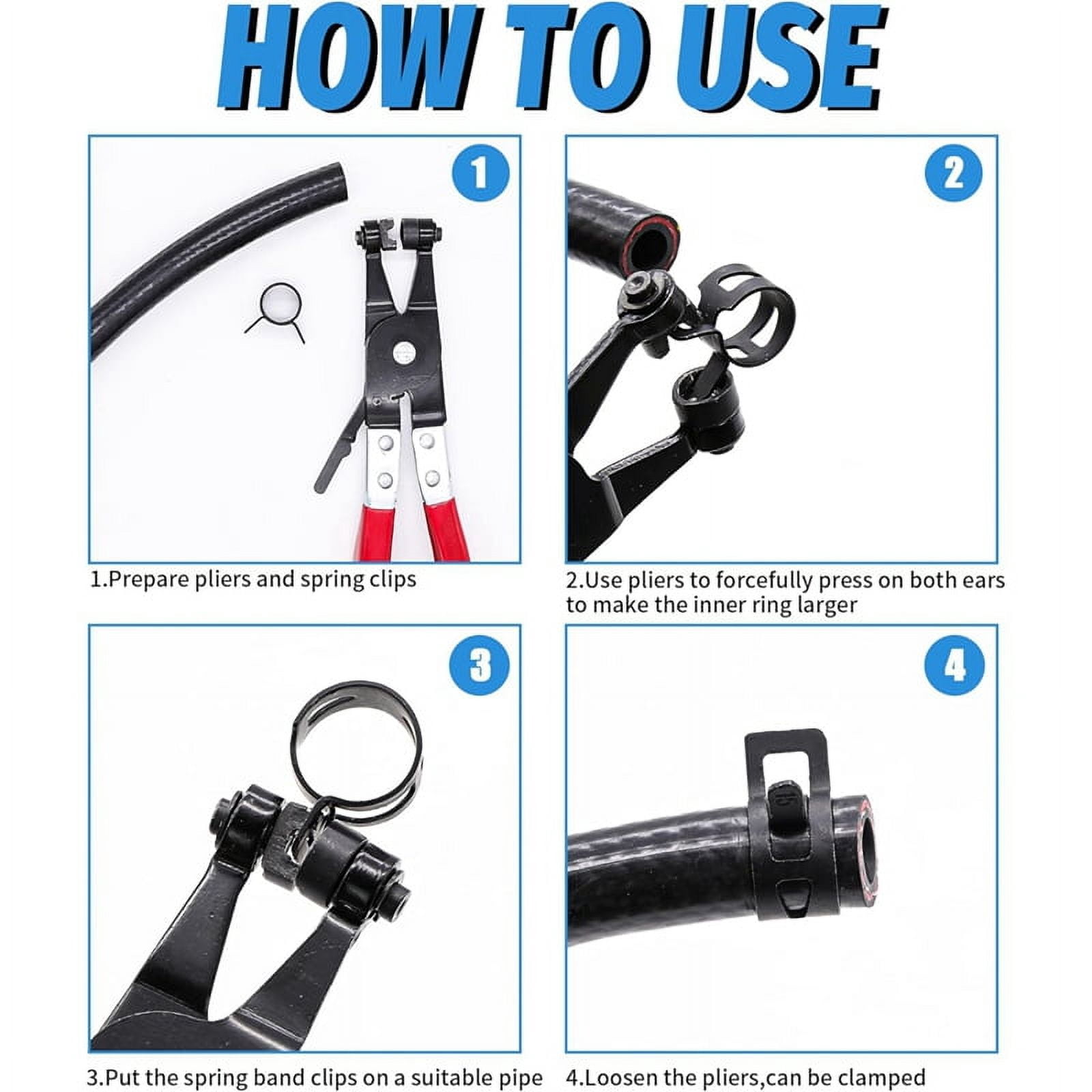 130Pcs 6-25mm Spring Band Hose Clamps with Swivel Hose Clamp Plier Assortment Kit,Constant Tension Hose Clamp Line