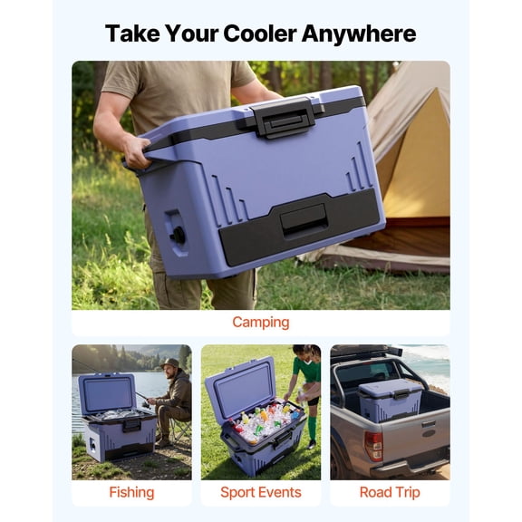 CRAFTOPIA 50QT Portable Hard Cooler Box, Leak‑Resistant Insulated Ice Chest with Heavy‑Duty Handle, 48‑Hour Ice Retention for Camping Concert Sports