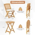 thumbnail image 3 of Costway 3 PCS Acacia Wood Patio Bistro Set Folding Table & Chairs Set with Cushions Beige, 3 of 11