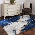 thumbnail image 4 of Marble Navy Blue Large Area Rugs for Bedroom Living Room, Soft Non Slip Carpet Bedside Rug, Abstract Gold White Brick Stone Motif Rectangle Floor Cover Kitchen Accent Rug 3'x5' for Dining Room/Office, 4 of 9