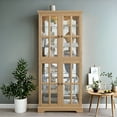thumbnail image 4 of MDQMD Light Oak Tall Storage Curio Cabinet with 4 Adjustable Glass Shelves and Led Light, Wooden Display Storage Cabinet with Glass Doors for Living Room, 4 of 10