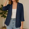 thumbnail image 4 of IUYRTFE Women's 3/4 Sleeve Button Front Blazer Jacket Relaxed Fit Casual Workwear Top, 4 of 7