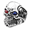 Red-Blue-Eye, variant on Men's Skull Ring in Stainless Steel, Smaller Shoulder Faces with Four Eye Choices, US Sizes 7-13, Gothic Styling for Dark Outfits and Birthday Presents