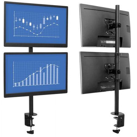 UPC: 0818103028490 | Mount-lt! Verical Dual Monitor Desk Mount | Fits 17 -32  Screens