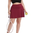 thumbnail image 6 of HDE Women's Plus Size Tennis Skort Pleated Skirt with Shorts Burgundy 2X, 6 of 6