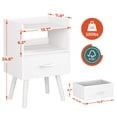thumbnail image 6 of Modern NightStand with Fabric Drawer, Mid Century Modern Bedside Table with Open Shelf, Wood End Side Table for Bedroom Living Room, White, 6 of 8