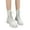 White, variant on Women's White Combat Boots Low Heel Chunky Platform Lug Sole Riding Boots Classic Lace Up Mid Calf Booties