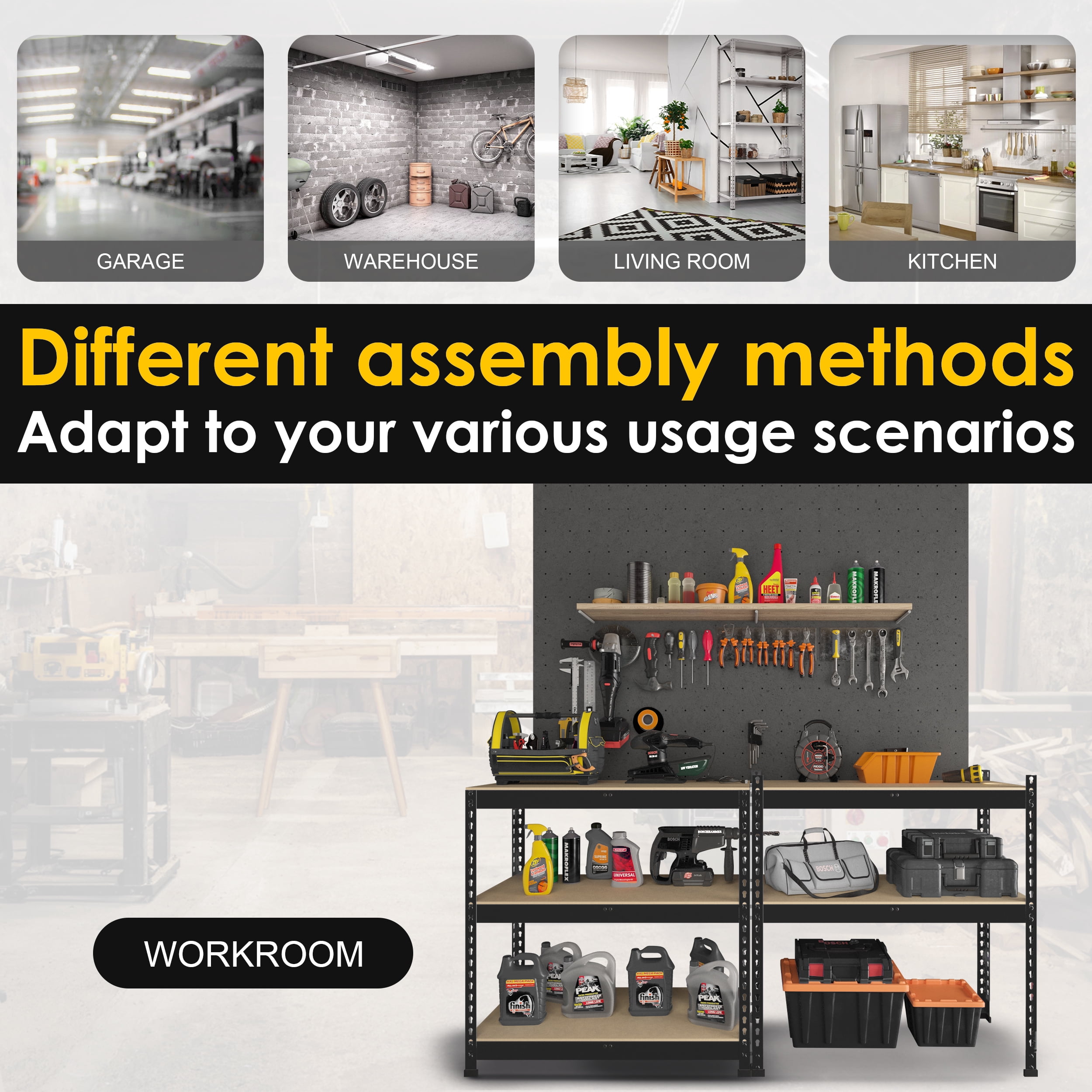 TrumanPick Metal Storage Shelves 36" W x 16" D x 71" H Adjustable Heavy Duty Shelving for Garage,1500lbs