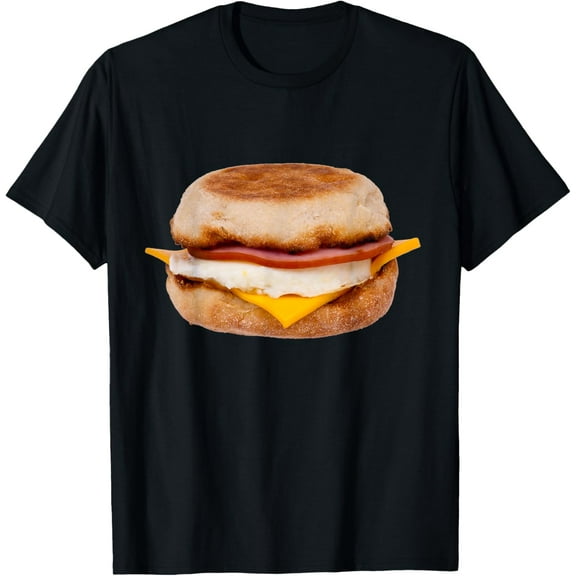 Breakfast Sandwich Unisex-Adults T-Shirt Black SmallPure cotton short-sleeved shirts for both men and women