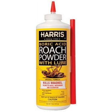 HARRIS Boric Acid Roach and Silverfish Killer Powder w/Lure, 16oz