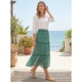 thumbnail image 4 of DARING DIVA Women's Midi Elastic A-Line Ruffle Flowy Skirts Small Green, 4 of 8
