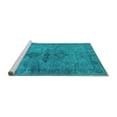 thumbnail image 2 of Ahgly Company Machine Washable Indoor Round Oriental Turquoise Blue Industrial Area Rugs, 5' Round, 2 of 4