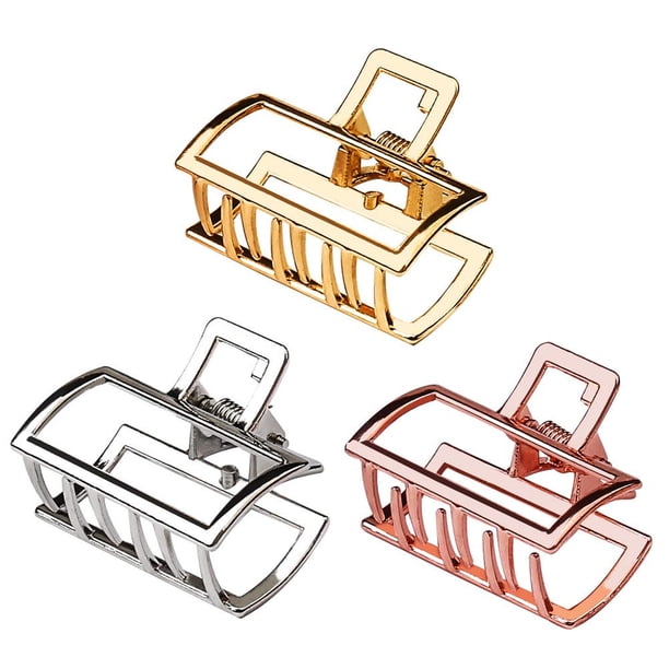 pinzas de metal para el pelo, pinzas pequeñas para el pelo de 1,57 pulgadas, pinza para la mandíbula para mujeres y niñas, medio moño para cabello grueso (oro + plata + oro rosa) Jormftte WRMH-1105