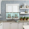 thumbnail image 3 of Christmas Western Kitchen Curtains and Valances Set, Rod Pocket Curtains Tier Farmhouse Window Curtains 36 Inch Length, Cowboy Boots Leaves Berry Blue Plaid 3 Piece Kitchen Curtains Set, 3 of 6