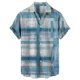 thumbnail image 1 of Camisas De Compresion Casual Hombres Solapa Estampado Manga Corta Puños Botón Puerto Estilo Floral Camisa Sand Beach Hawaiianss Summer Top (Blue, S), 1 of 4