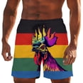 thumbnail image 2 of Mifsaly Plus Size Beach Shorts for Men Rooster and Crab Print Swim Shorts Cute Animal Graphic Loose Casual Short Pants Summer Vacation Beachwear with Pockets, 2 of 8