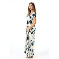thumbnail image 2 of Riviera Sun Casual Short Sleeve Maxi Dress with Side Slit 21771-CHR-L (Navy / Cream, Large), 2 of 3