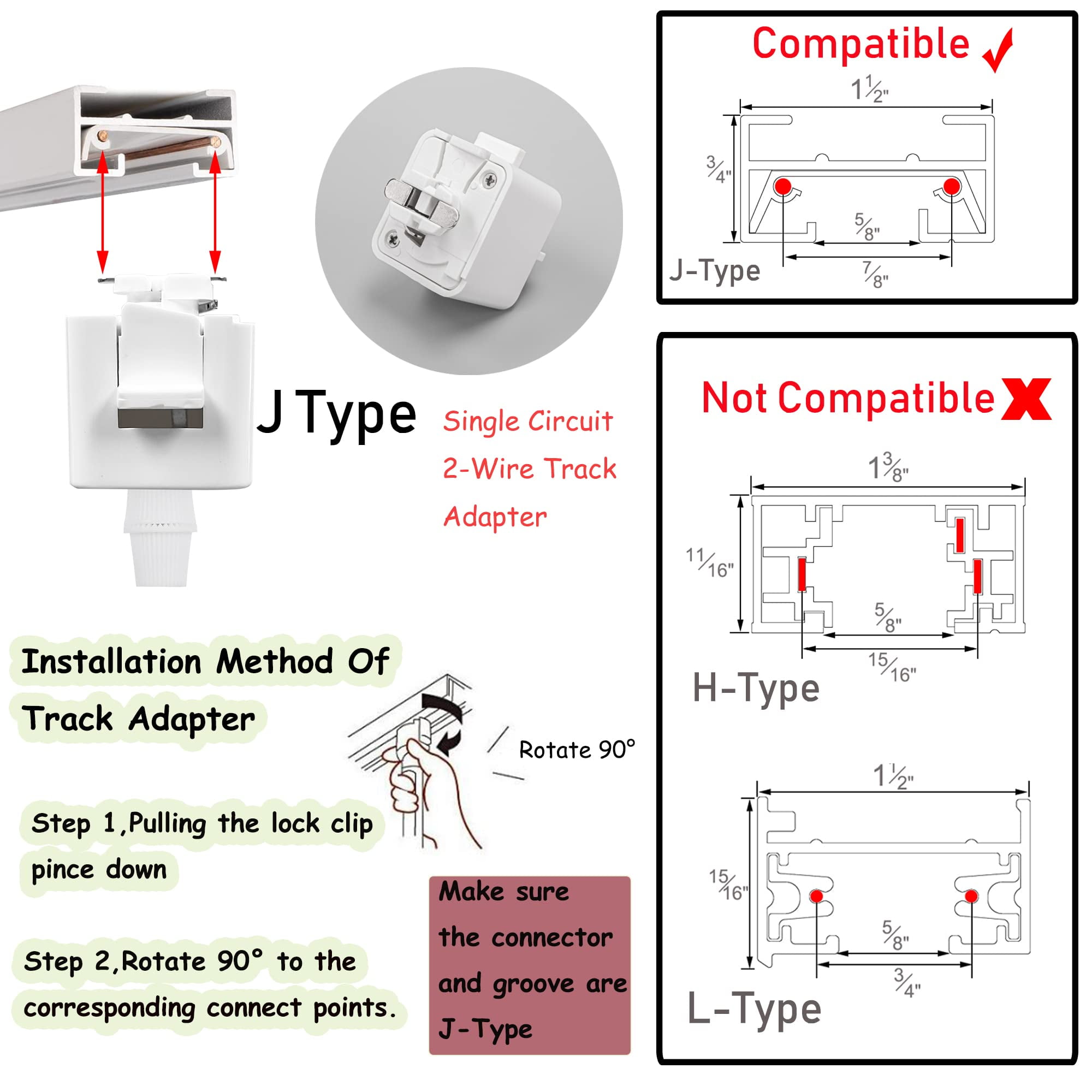 KAYYELAMP 3-Pack Adjustable Angle J-Type Track Mount Lighting White Metal Modern Design Track Lamp For Home Decor Background Gallery Store(No Track, Bulb)