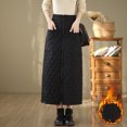 thumbnail image 2 of Lovskoo Womens Winter Warm Button Up Padded Quilted Midi Long Puffer Skirt with Pocket Black, 2 of 9