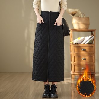 DOUBLJU Women's Slim Fit Ruched Pencil Skirt - High Waisted, Bodycon, Elastic Band, Plus Size Available