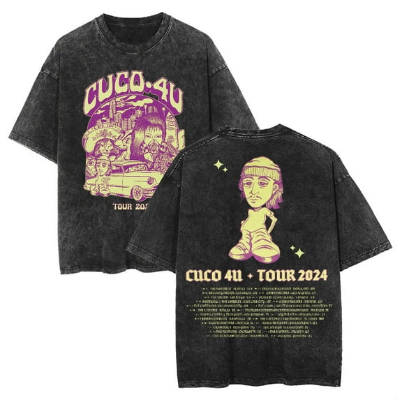 Cuco 4U Tour 2024 Washed Cotton T-shirt Hip Hop Short Sleeve Casual Fashion Tee Shirt