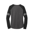 thumbnail image 4 of District Women's Game Long Sleeve V-Neck Tee Dm477 Heathered Charcoal/ Black/ Silver XS, 4 of 4