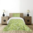 thumbnail image 4 of Ambesonne Sketchy Quilted Bedspread Set 2 Pcs, Floral Dragonfly Wings, Twin Size, Pale Green Dark Green, 4 of 5