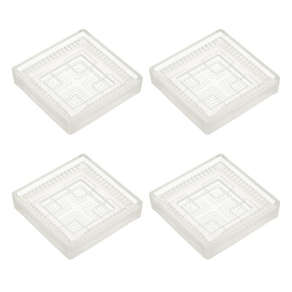 Uxcell 4 Pcs Square Rubber Furniture Caster Cups Square Floor Protectors for Floors Transparent Fit 1.4 - 2.2 inch