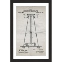 "Tesla Coil 1914 Old Paper" Framed Painting Print
