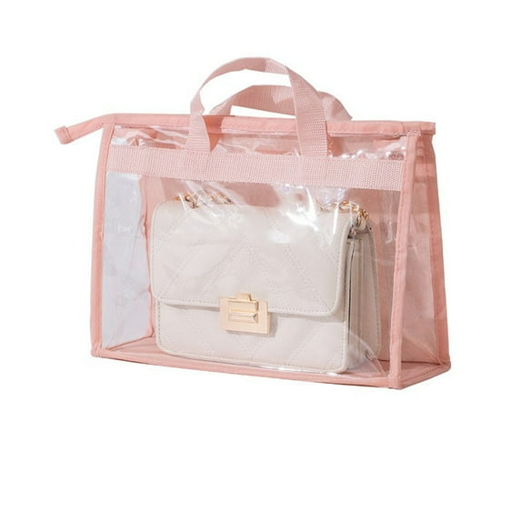 Seyurigaoka Hanging Purse Organizer Non Woven Handbag Organizer Clear Vinyl Pocket
