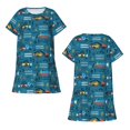 thumbnail image 5 of Salouo Construction Trucks Print Short Sleeve Sleepshirt for Womens Comfy Nightgown Scoopneck Cute Nightdress Ruffle -3X-Large, 5 of 7