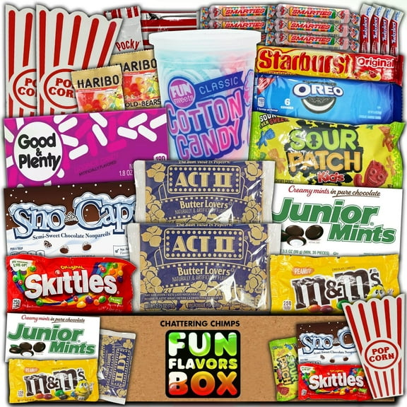 Fun Flavors Box Movie Night Popcorn Candy Snack Box Care Package