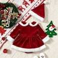 thumbnail image 6 of AWZXDE Holiday Bodysuits For Little Girls Velvet Santa Style Dress Outfit Complete With Matching Festive Hat For Christmas Theme Events A-Red - 18-24 Months, 6 of 8