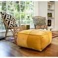 thumbnail image 2 of Creative Co-Op Square Cotton Velvet Pouf Seat, Goldenrod Yellow, 2 of 9
