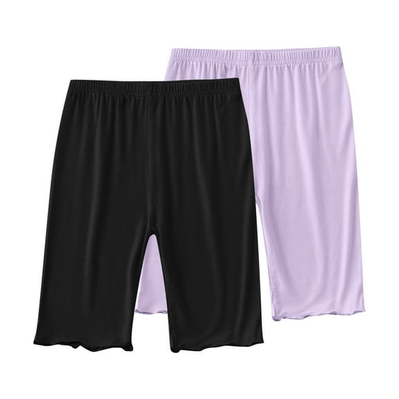 2-Pack Slip Shorts for Under Dress Girls Modal Biker Cartwheel Shorts Basic Seamless Dance Undershorts 6-7T