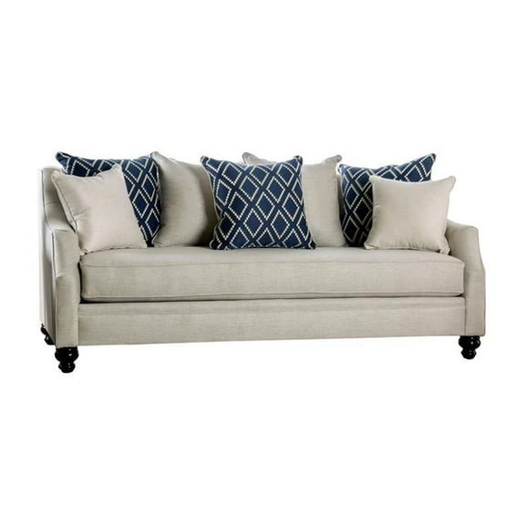 Furniture of America Hollie Transitional Fabric Upholstered Sofa in Ivory
