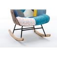 thumbnail image 3 of Modern Rocking Chair, Patchwork Accent Chair with Solid Wood Armrest and Feet, Fabric Sofa Chair for Living Room, Bedroom, Studio, 3 of 6