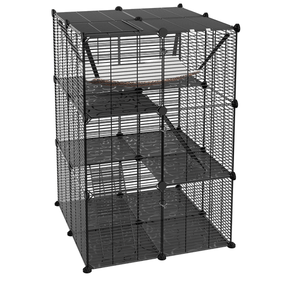 XiHuaZhaoChen Cat Cage Indoor Cat Enclosures DIY Cat Playpen Metal Kennel with Extra Large Hammock for 1-2 Cats, Ferret, Chinchilla, Rabbit, Small Animals