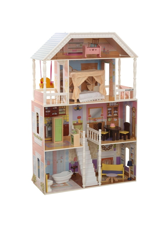 KidKraft Savannah Wooden Dollhouse with Porch Swing and 14 Accessories, Ages 3 and up