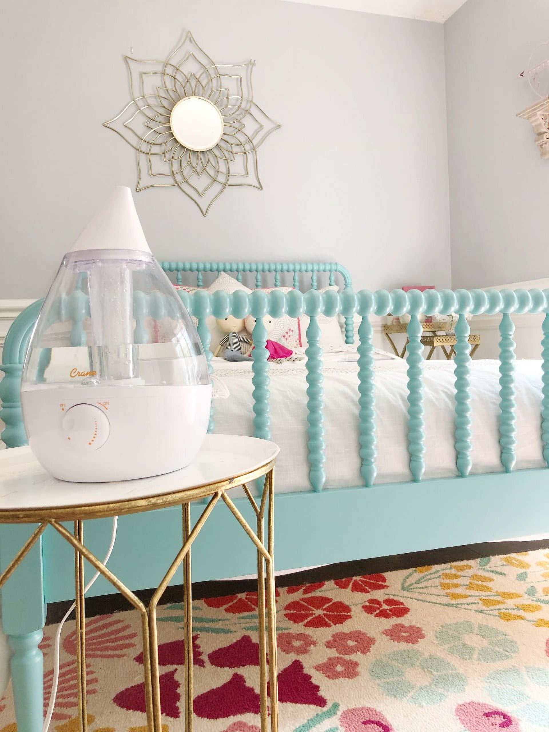 Crane White Drop Ultrasonic Cool Mist Teardrop Humidifier, 1 Gallon, Auto Shut-Off, Baby Humidifier for Nursery and Bedroom