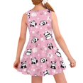 thumbnail image 2 of FOR U DESIGNS Panda Strawberry Sleeveless Summer Dress for Girls Lovely Pink A Line Princess Dresses Outdoor Play Tour Twirly Skater Dress for Teens Kids 3-4, 2 of 6